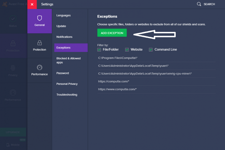 How To Add Computta to Exceptions in Avast